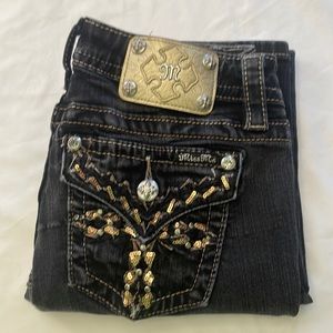 Miss Me 27 Dark Wash Signature Skinny Rhinestones Logo Button Pockets!!!!